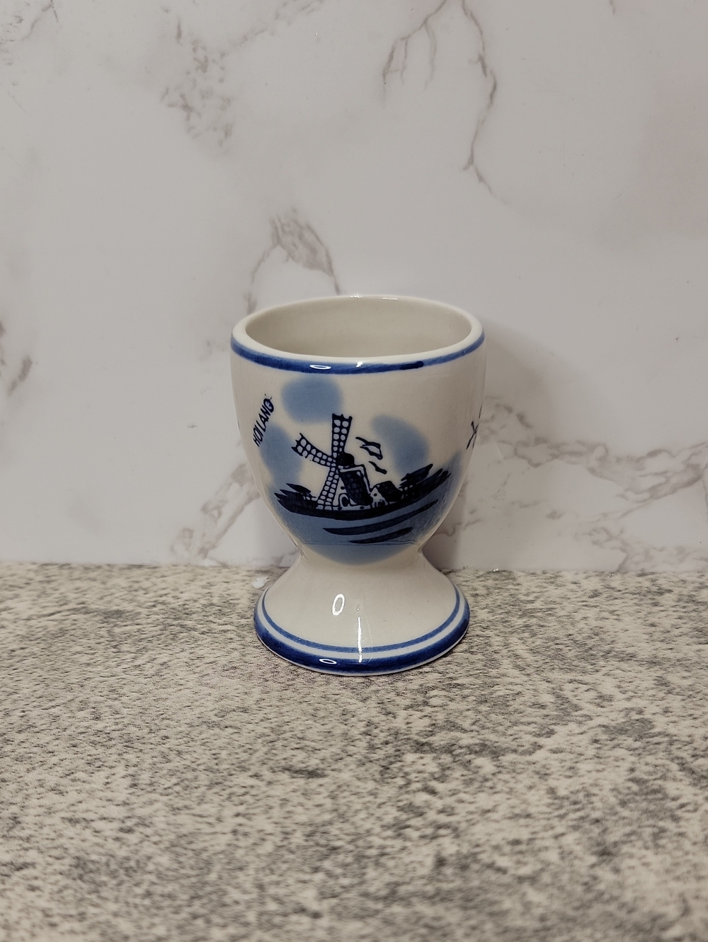 Vintage Delft Style Holland Windmill Egg Cup